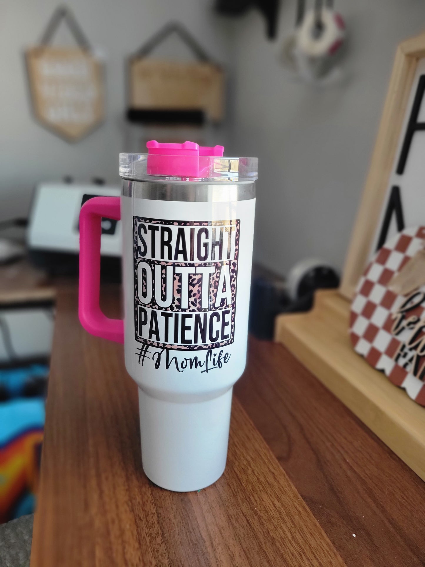 40oz Straight outta patience tumbler with handle