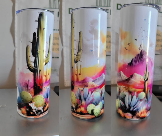 20oz watercolor cactus tumbler