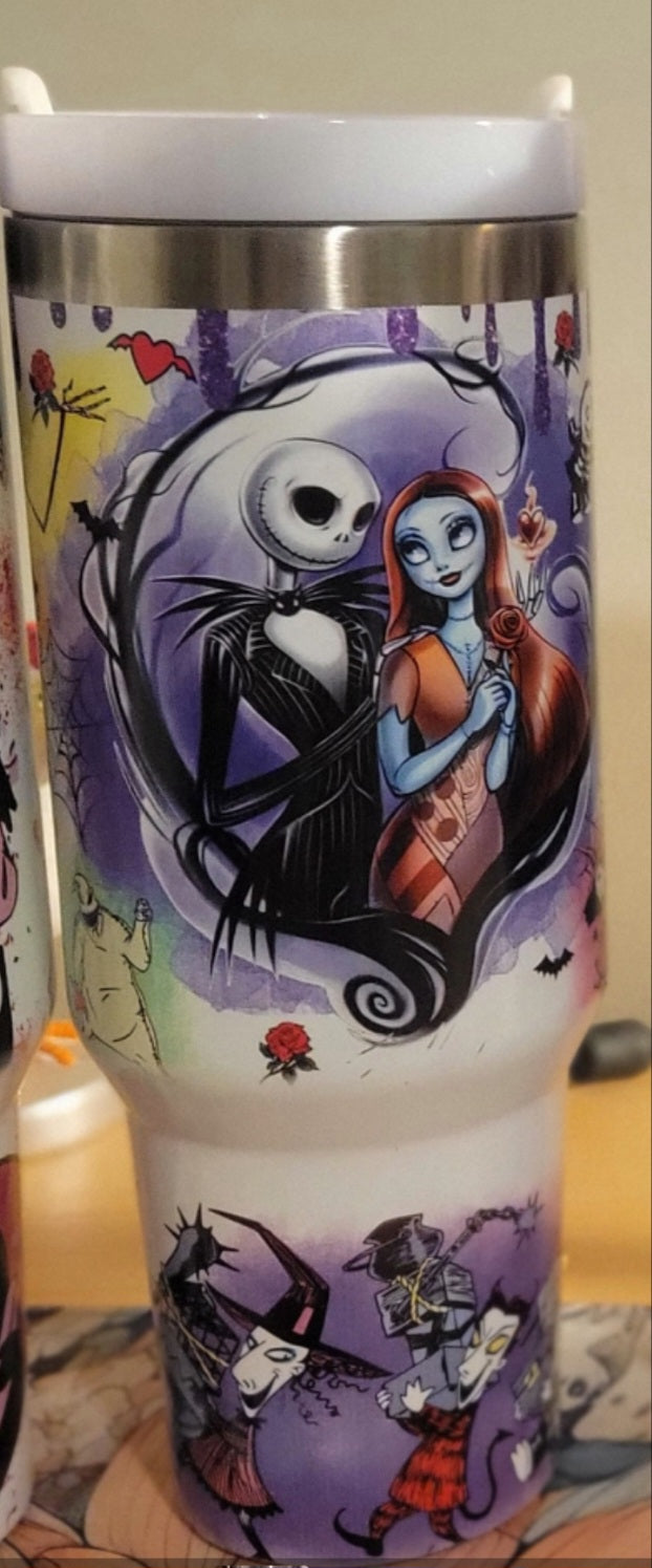 Flawed 40oz Jack and Sally glow tumbler